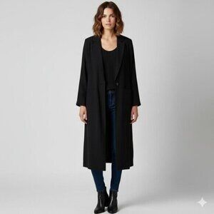 Aritzia Wilfred Free Long Blazer Trench Coat Jacket Lightweight Black Satin S